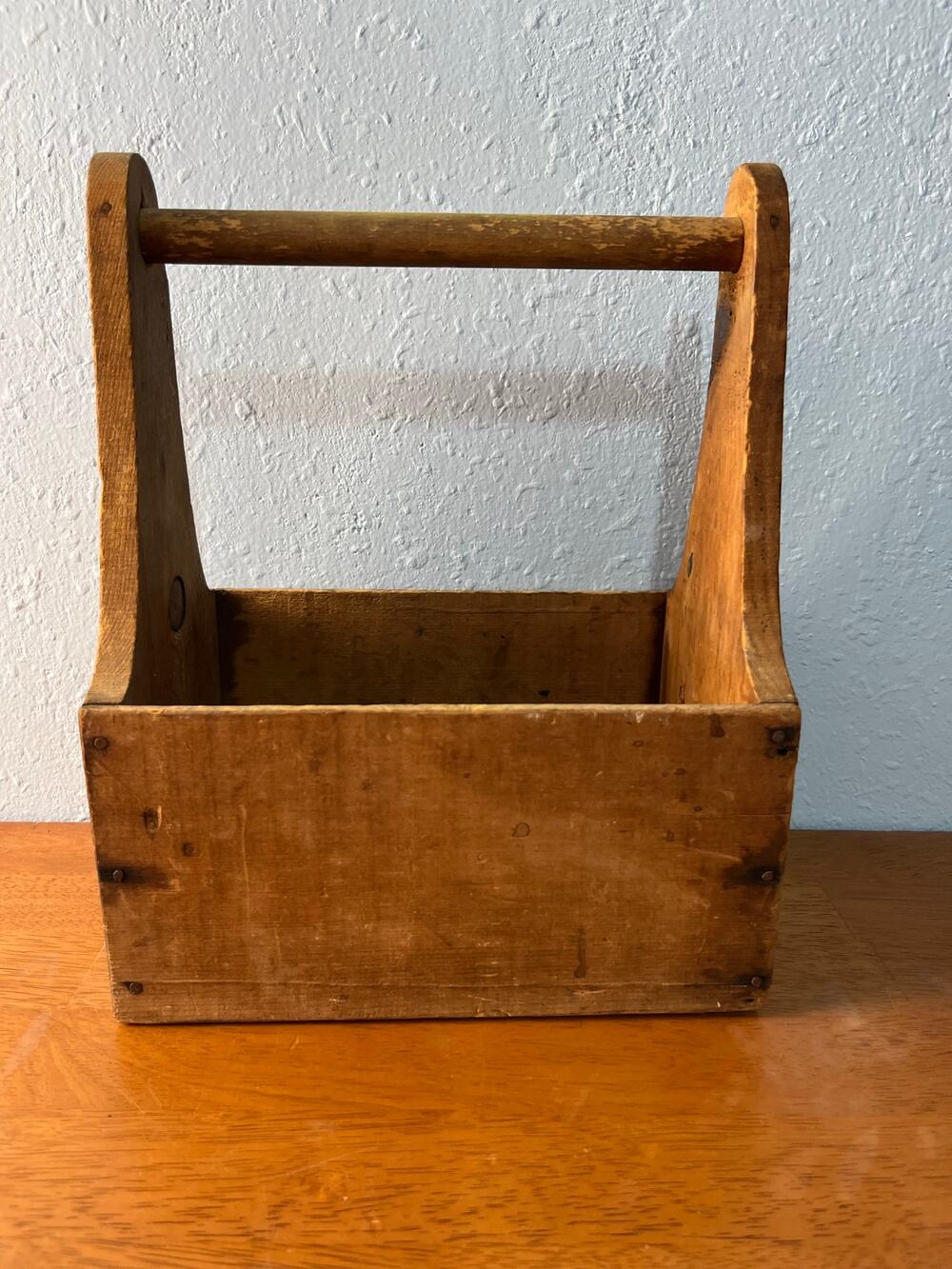 Vintage Wooden Tool Caddy Primitive Farmhouse Tote Box Rustic Carrier